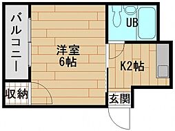 第2タカスギビル 1Kの間取図画像