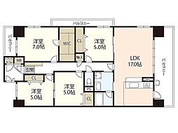シティブリッジ西原 7階4LDKの間取り