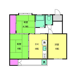 鈴が台団地分譲住宅H棟（鈴が台マンションH棟） 2階3DKの間取り