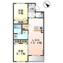 ORUTE東野 3階2LDKの間取り