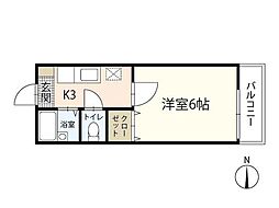 ハイツ緑井 1Kの間取図画像