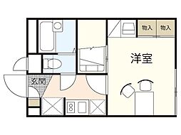 レオパレス温品 1Kの間取図画像