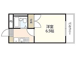 パステルクボ15 1Kの間取図画像