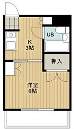 A・Y十日市 1Kの間取図画像