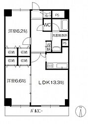 ラフィーネ1番館 2LDKの間取図画像