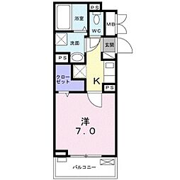 ルミナス蟹屋 1Kの間取図画像