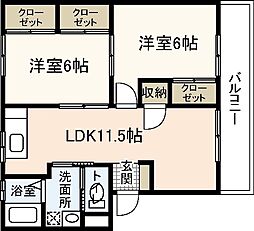 田中第1アパート 2LDKの間取図画像