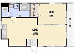 Qハイツ大内 1LDKの間取図画像