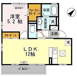 ルクプルC 1LDKの間取図画像