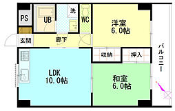 アヴァンセ中筋 2LDKの間取図画像