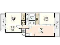 UR都市機構鈴が峰第5団地7号棟 3LDKの間取図画像