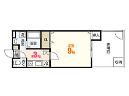 ビビエンタカワハラ 1Kの間取図画像