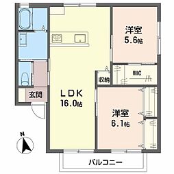 セジュール小東 2LDKの間取図画像