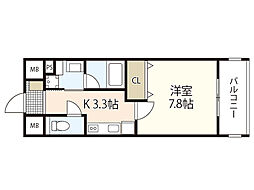 CASAEN3 1Kの間取図画像