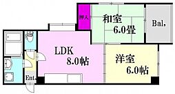 ピュアコート橋本 2DKの間取図画像