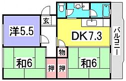 山根マンション 2LDKの間取図画像