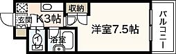 ホーネット21 1Kの間取図画像