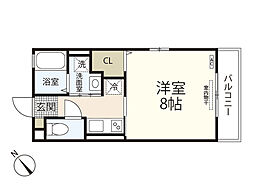 クラシコ高須 1Kの間取図画像