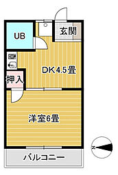 コーポ広沢 1DKの間取図画像