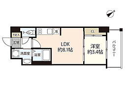 ブランシエスタ河原町 1LDKの間取図画像