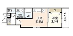 MOVEラクラクエンEAST 1LDKの間取図画像