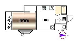 シティーハイツオキタ 1DKの間取図画像