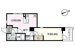 RELUXIA小網町 1LDKの間取図画像