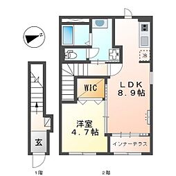 オークビュー 1LDKの間取図画像