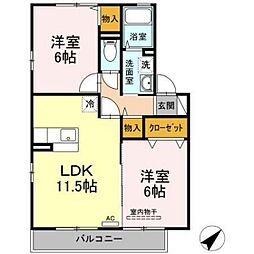 マリンハイツA 2LDKの間取図画像