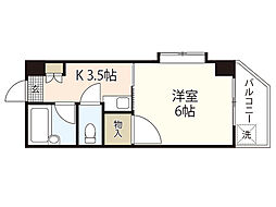 ソアール矢野 1Kの間取図画像