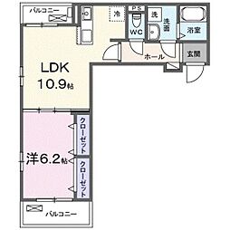 ヴィラビスタ 1LDKの間取図画像