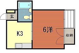 愛宕ビル 4階1DKの間取り