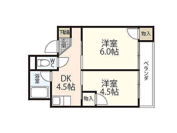 広島県広島市中区十日市町2丁目(賃貸マンション2DK・3階・28.00㎡)の写真 その2