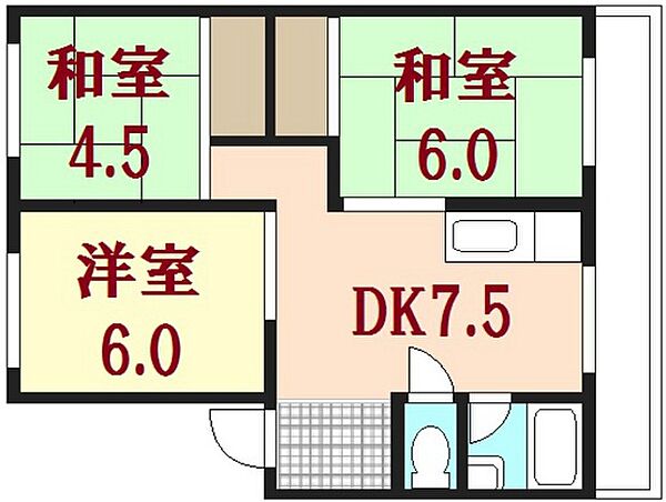 広島県広島市安佐南区八木9丁目(賃貸マンション3DK・4階・50.50㎡)の写真 その2