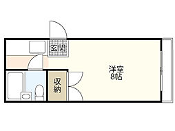 アレイ牛田 2階ワンルームの間取り