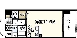 JR山陽本線 広島駅 徒歩26分の賃貸マンション 15階ワンルームの間取り