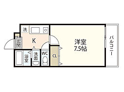 オレンジハウス 1Kの間取図画像
