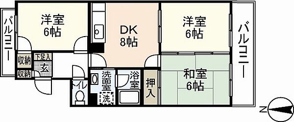 広島県広島市佐伯区美の里2丁目(賃貸マンション3LDK・2階・56.71㎡)の写真 その2