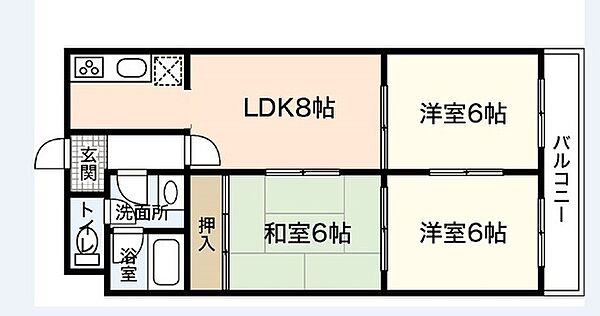 リーフル ｜広島県広島市佐伯区利松2丁目(賃貸マンション3LDK・3階・59.60㎡)の写真 その2