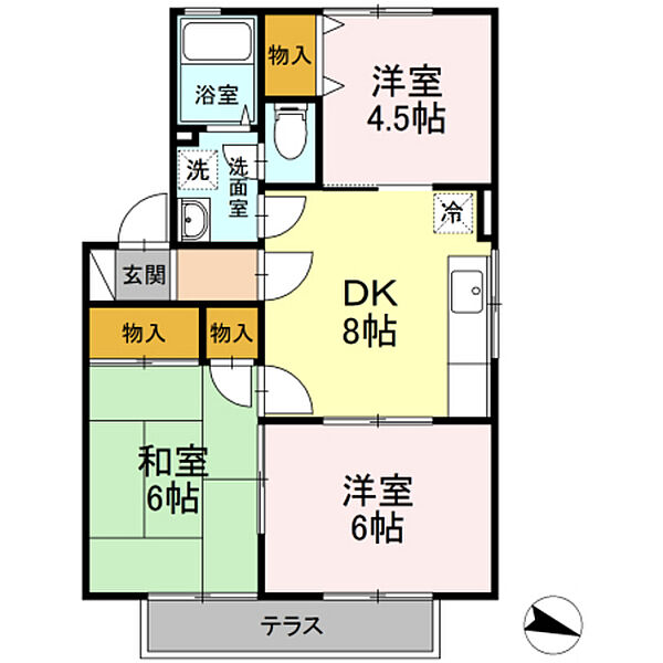 広島県広島市安佐南区東原1丁目(賃貸アパート3DK・1階・53.74㎡)の写真 その2