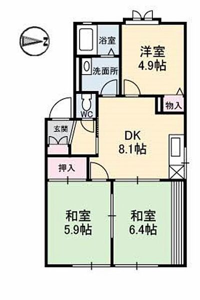 広島県広島市南区宇品神田3丁目(賃貸アパート3DK・1階・53.14㎡)の写真 その2