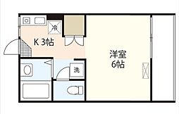 イースト殿山 1階1Kの間取り