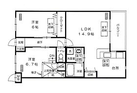 広島県広島市安佐南区祇園6丁目（賃貸マンション2LDK・2階・60.39㎡） その2