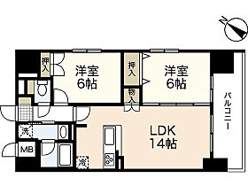 広島県広島市中区宝町（賃貸マンション2LDK・5階・57.37㎡） その2