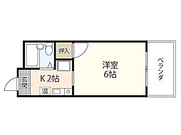 多田ビル 1Kの間取図画像