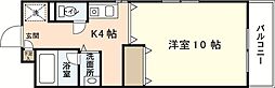 メユール21 2階1Kの間取り