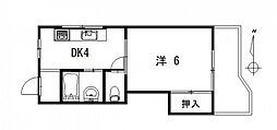 コーポ吉田 2階1DKの間取り