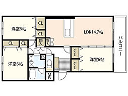 大和ガーデンコート1号棟 1階3LDKの間取り