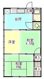 サンハイツ南大河 2階3DKの間取り