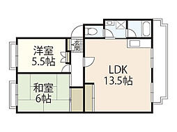第2仁井田マンション 2LDKの間取図画像